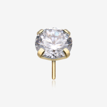 Pure24K Implant Grade Titanium OneFit Threadless Diamond CZ Prong Set Birthstone Gem Top Part